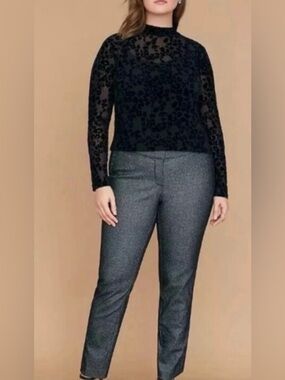 Lane Bryant The Allie Black Silver Sparkle Straight Leg Pants Sz 24